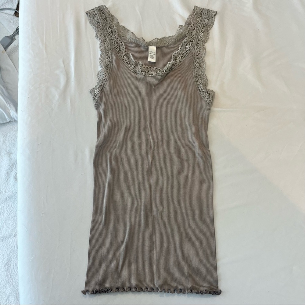 NWT Banana Republic Lace Trim Ribbed Tank Top - Gray